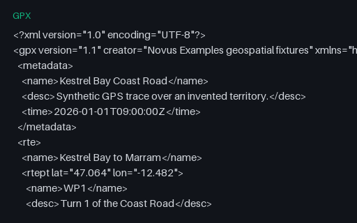 Preview of GPX — Route (rte) Rather Than a Track