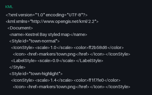 Preview of KML — Shared Styles and a normal/highlight StyleMap