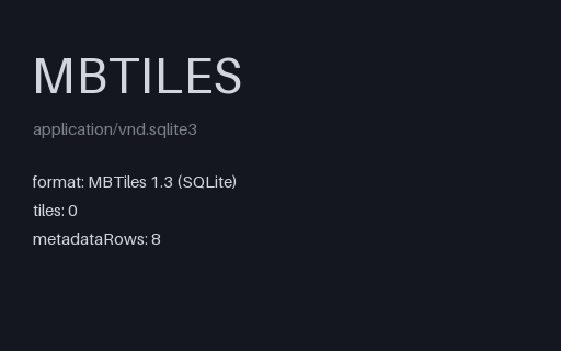 Preview of MBTiles — Structurally Valid Tileset With No Tiles