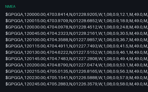 Preview of NMEA 0183 — GGA Sentences Only
