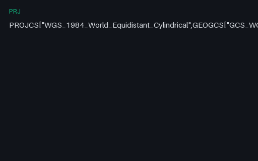 Preview of PRJ — World Equidistant Cylindrical (EPSG:4087) in WKT 1