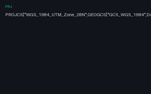 Preview of PRJ — UTM Zone 28N (EPSG:32628) in WKT 1