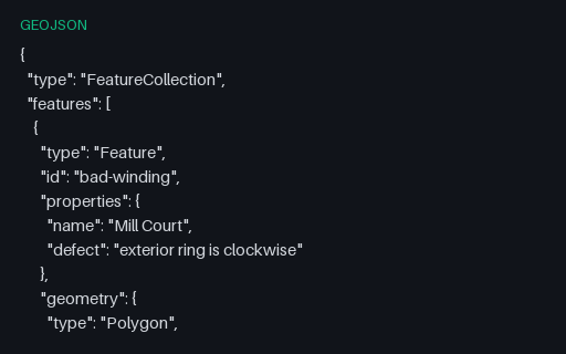 Preview of GeoJSON — Clockwise Exterior Ring (right-hand rule violated)