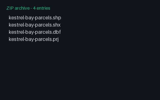 Preview of Shapefile Bundle — Kestrel Bay Parcels (zipped component set)