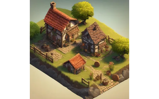 Preview of Isometric stylised village (JPEG q75)