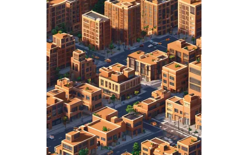 Preview of Voxel art city block, blocky (JPEG q25)