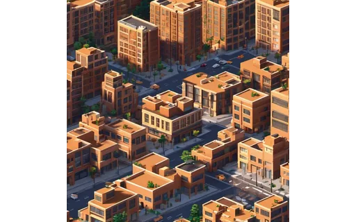 Preview of Voxel art city block, blocky (JPEG q50)