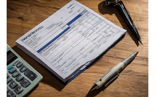 Preview of A printed invoice on a wooden, plate B (WebP q85)