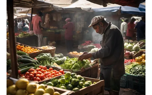 Preview of A market stall vendor (WebP q85)