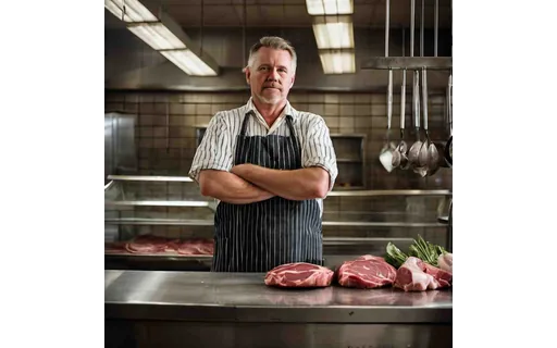 Preview of Middle aged white male butcher (JPEG q25)