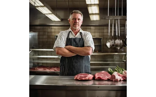 Preview of Middle aged white male butcher (JPEG q75)