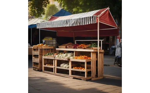 Preview of Empty outdoor market stall (WebP q85)