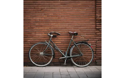 Preview of City bicycle leaning against a (WebP q85)