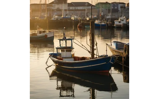 Preview of Small fishing boat moored in a (WebP q85)