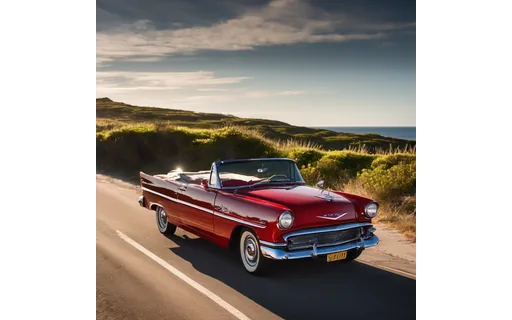 Preview of Red vintage convertible parked (WebP q85)