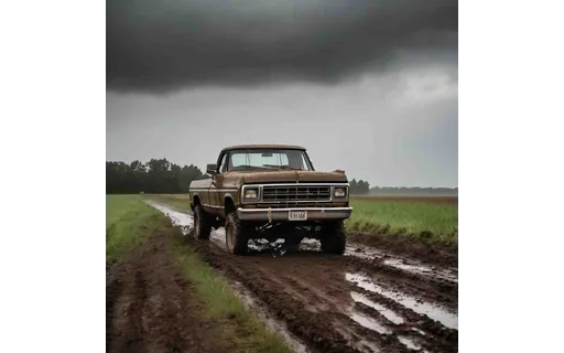 Preview of Mud splattered pickup truck on (JPEG q25)