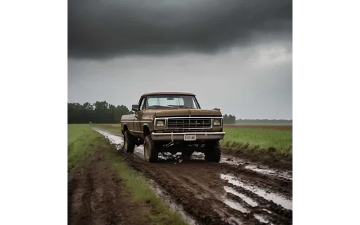 Preview of Mud splattered pickup truck on (JPEG q50)