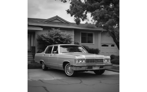 Preview of Silver sedan parked on a suburban (tiff 16bit gray)