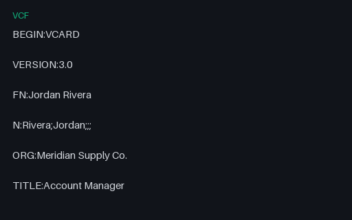 Preview of Business Card — vCard (.vcf)
