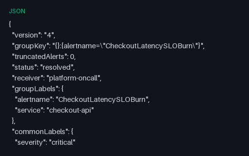 Preview of Alertmanager Webhook — Resolved Notification (json)
