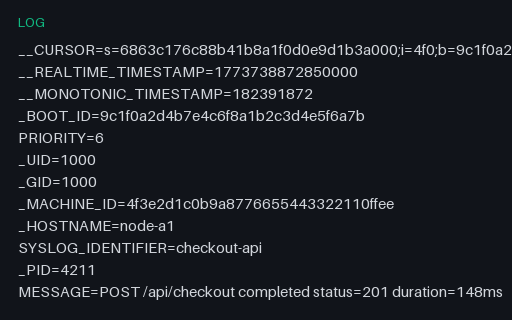 Preview of systemd Journal — Export Format Entries (log)