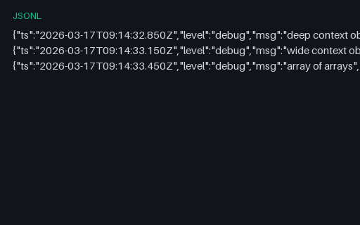 Preview of Structured Log — Deeply Nested and Very Wide Context (jsonl)