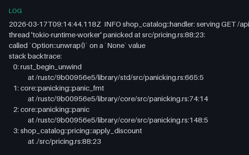 Preview of Rust Panic with Numbered Backtrace (log)