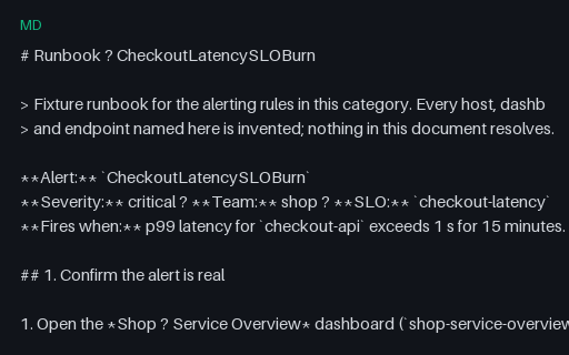 Preview of Incident Runbook — Checkout Latency SLO Burn (md)
