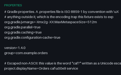 Preview of gradle.properties with Escapes and Continuations