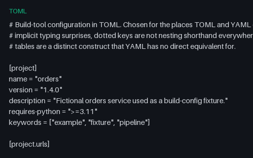 Preview of TOML Build Configuration with Array of Tables