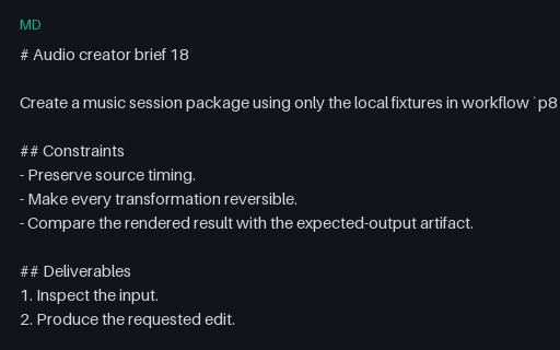 Preview of Audio Workflow 18 — Creator Brief