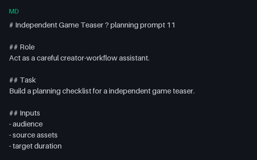 Preview of Vendor-Neutral Independent Game Teaser Prompt 11