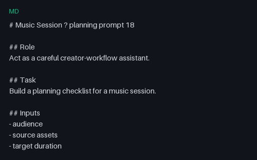 Preview of Vendor-Neutral Music Session Prompt 18