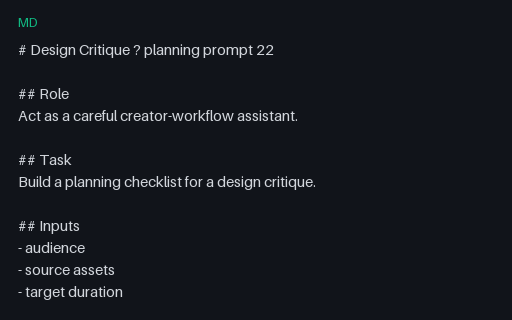 Preview of Vendor-Neutral Design Critique Prompt 22