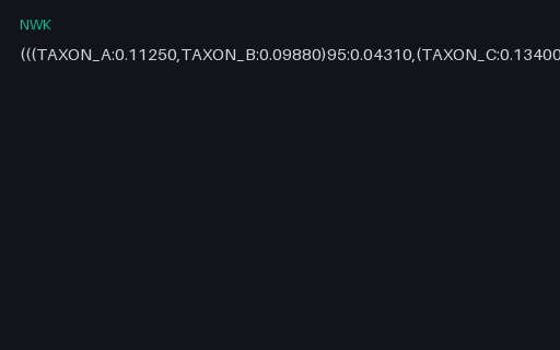 Preview of Newick Tree — Branch Lengths and Support Values (.nwk)