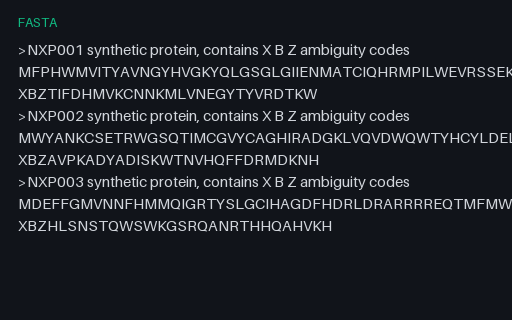 Preview of Protein FASTA — Ambiguity Codes X, B and Z (.fasta)