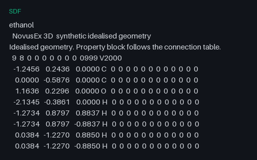 Preview of Ethanol — SDfile With Data Fields (.sdf)