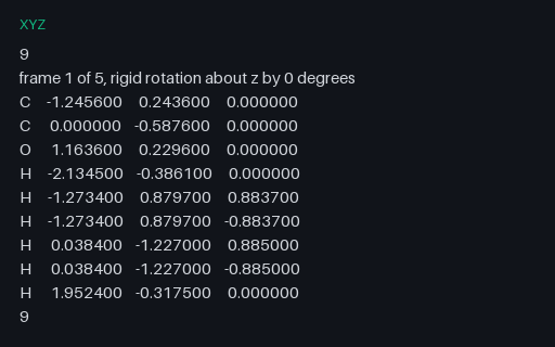 Preview of Ethanol Rotation — Multi-Frame XYZ Trajectory (.xyz)