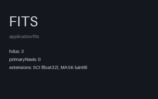 Preview of FITS Multi-Extension — Empty Primary plus SCI and MASK (.fits)