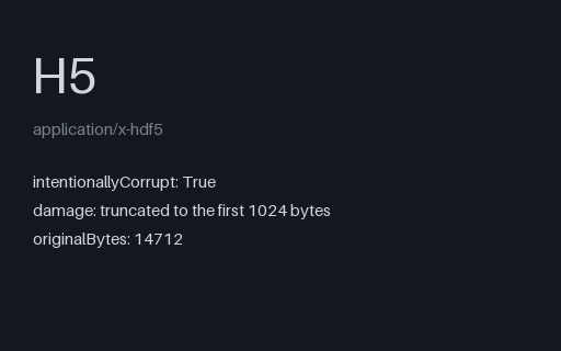 Preview of Intentionally Corrupt HDF5 — Truncated After the Superblock (.h5)