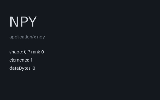 Preview of NumPy .npy — Zero-Dimensional Scalar (.npy)