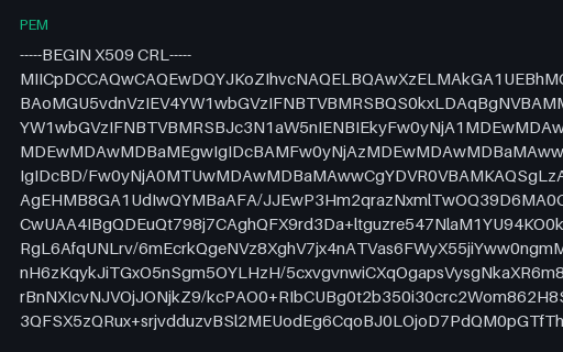 Preview of SAMPLE Certificate Revocation List (PEM)