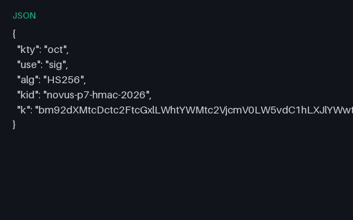 Preview of SAMPLE JWK — Symmetric oct Key
