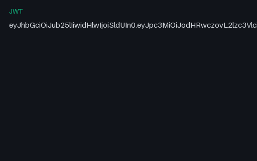 Preview of SAMPLE JWT — alg none, Unsigned