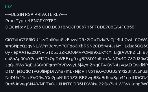Preview of SAMPLE RSA Private Key — PKCS#1, Encrypted (DEK-Info)