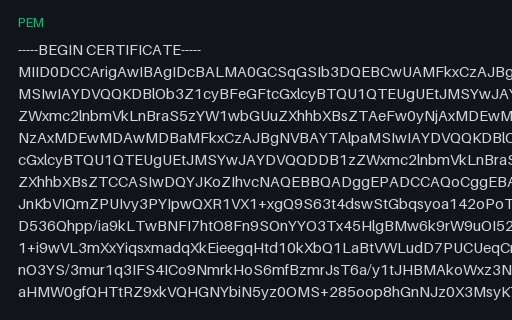 Preview of SAMPLE Leaf Certificate — Self-Signed