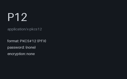 Preview of SAMPLE PKCS#12 Keystore — No Password