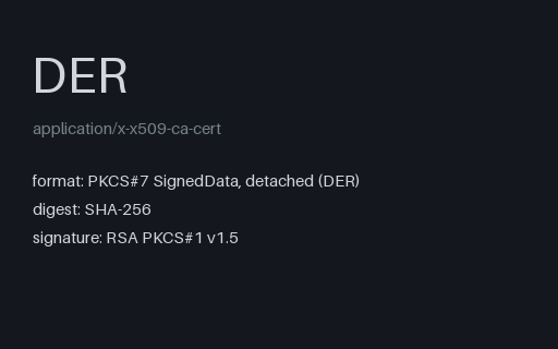 Preview of SAMPLE PKCS#7 Detached Signature (DER)
