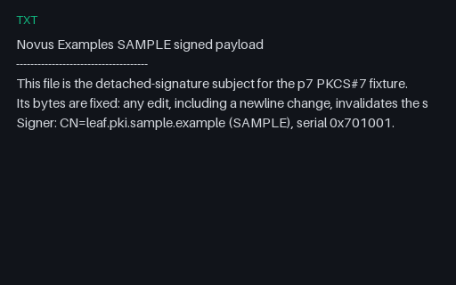 Preview of SAMPLE Detached Signature Payload