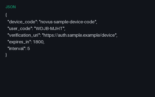 Preview of OAuth Device Code Response — SAMPLE